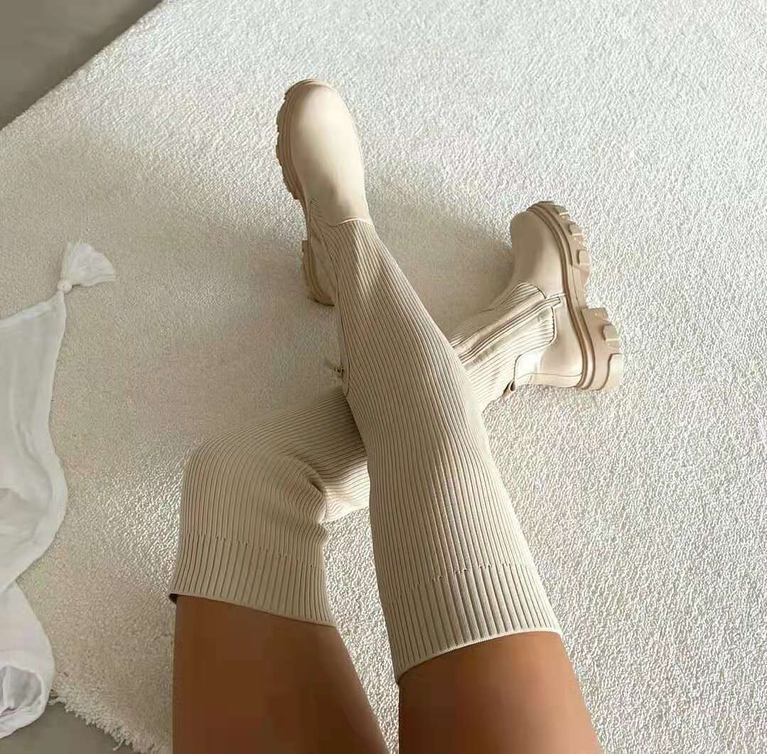 Streetwave Overknees Boots Stretch Knit For Women Comfortable Flattering Modern Style