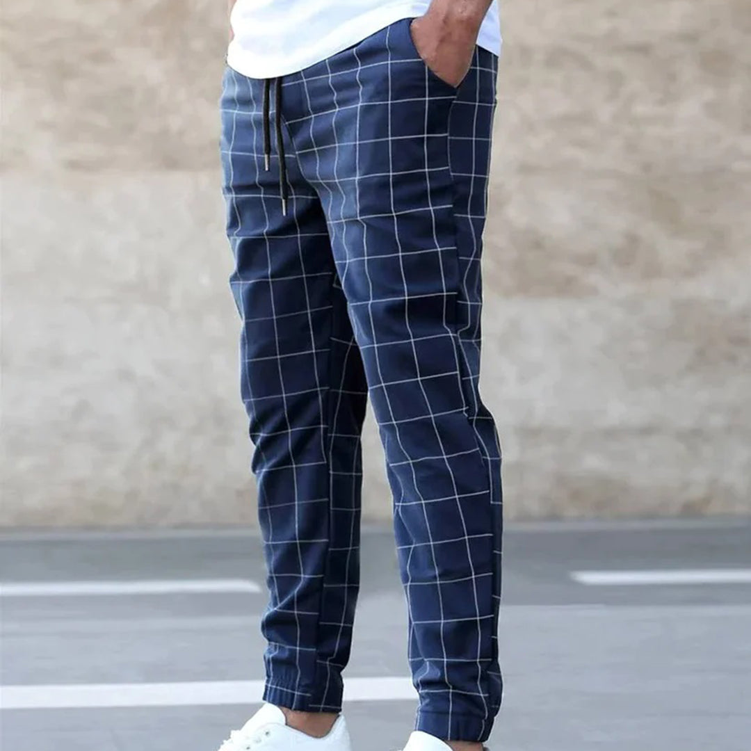 Street Wave Mens Lounge Pants Hilmar Comfortable Grid Pattern Joggers For Everyday Wear