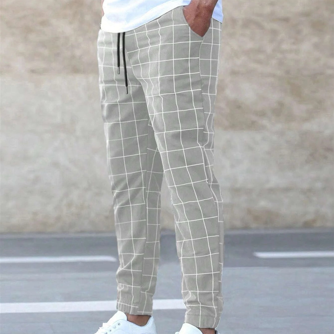Street Wave Mens Lounge Pants Hilmar Comfortable Grid Pattern Joggers For Everyday Wear