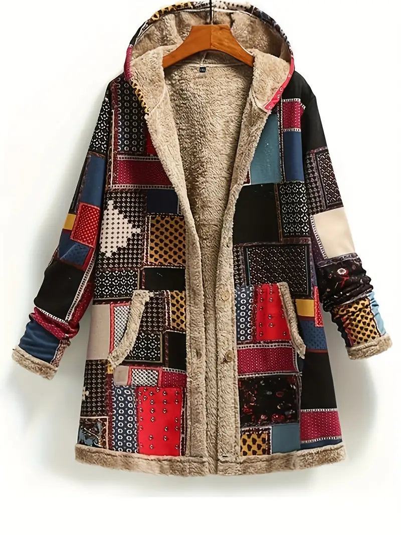 Street Wave Retro Patchwork Winter Jacket For Women Warm Faux Fur Lined Cozy Vintage Style