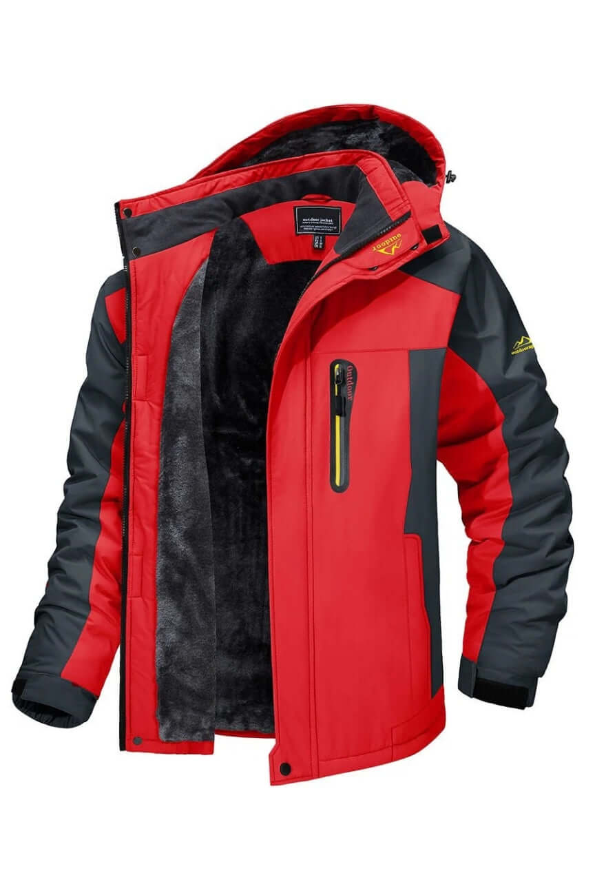 Street-wave Men Waterproof Fleece-Lined Winter Jacket For Outdoor Adventures And Everyday Comfort