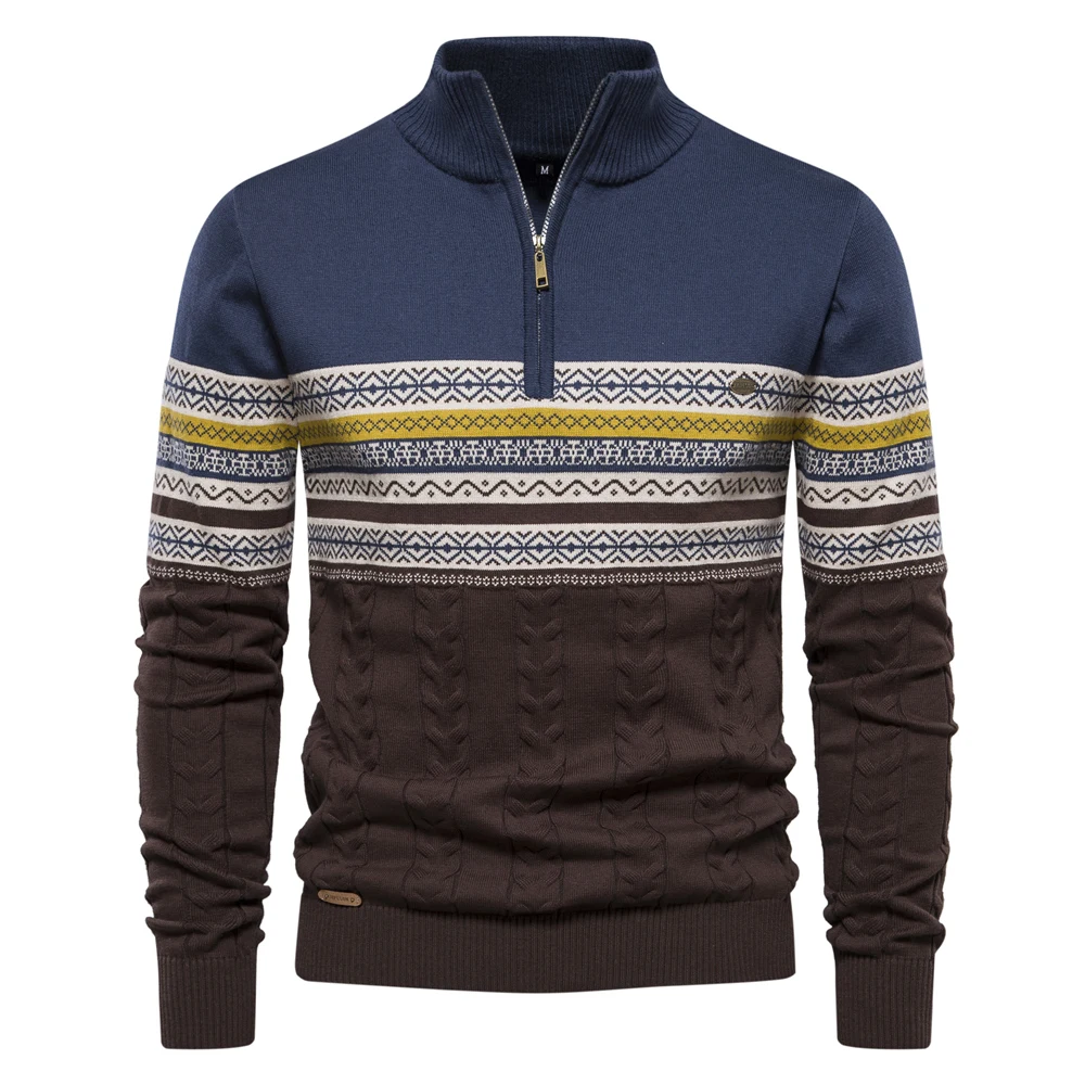 Street-Wave Men's Zip Pullover Sweater Soft Knit Warm Breathable Modern Style Versatile Casual Wardrobe Essential