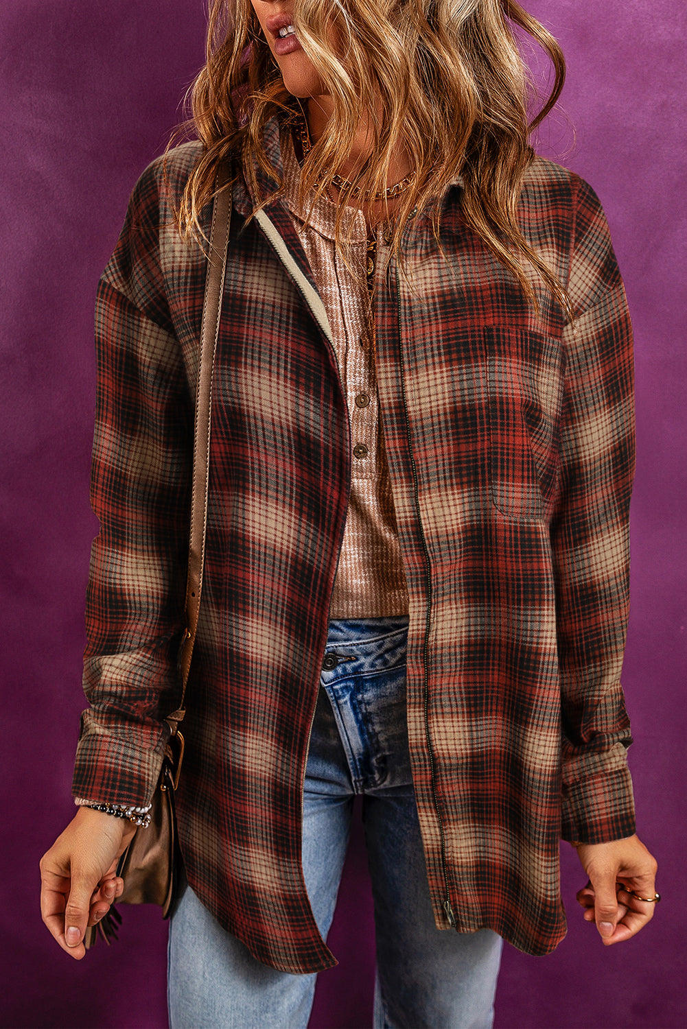 Street-Wave Flannel Shirt Women Long Sleeve Polyester Cozy Casual Comfort For Everyday Wear
