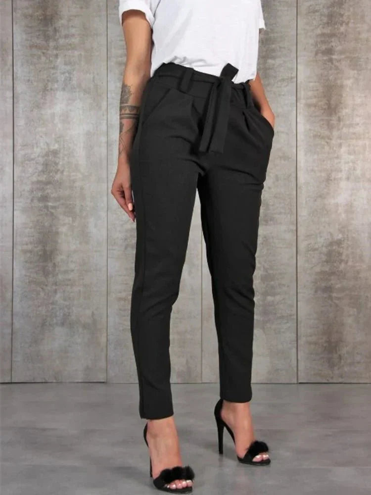 Street Wave High Waist Pants With Belt For Women Elegant Flattering Fit Versatile For Work Or Evening Wear