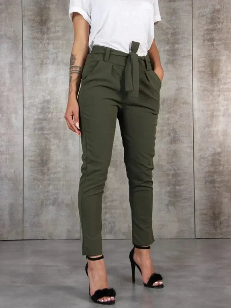 Street Wave High Waist Pants With Belt For Women Elegant Flattering Fit Versatile For Work Or Evening Wear