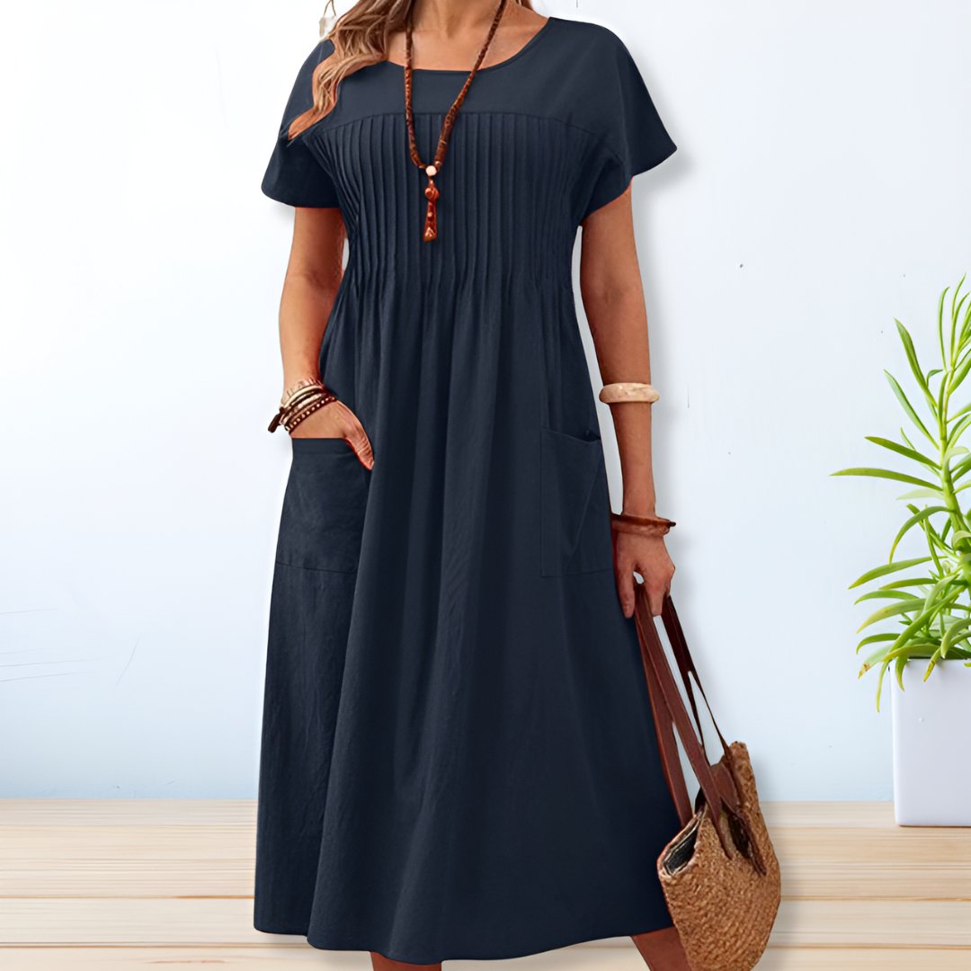 Women's Day Dress with Relaxed Fit and Short Sleeves