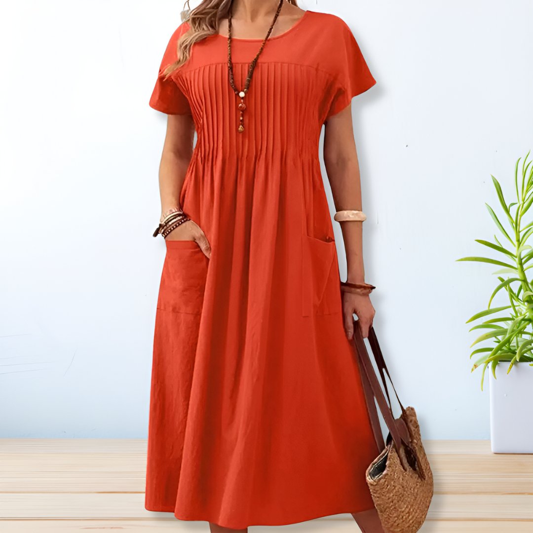 Women's Day Dress with Relaxed Fit and Short Sleeves