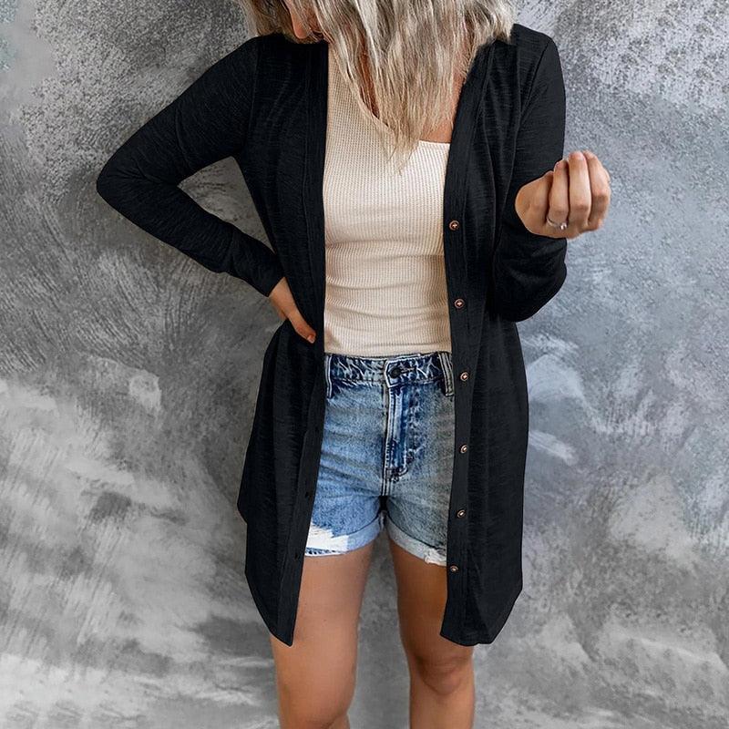 Street-wave Airy Cardigan For Women With Button Closure Lightweight Knit Effortless Chic