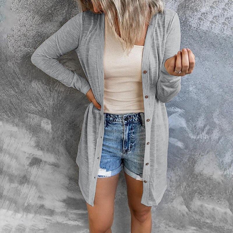 Street-wave Airy Cardigan For Women With Button Closure Lightweight Knit Effortless Chic