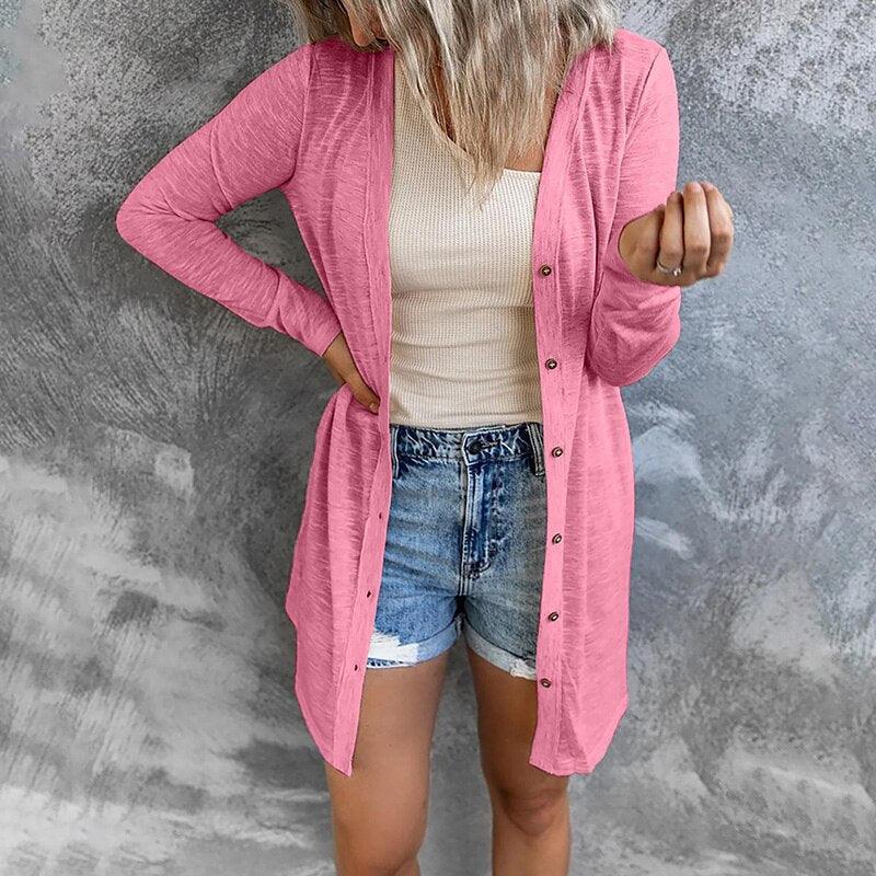 Street-wave Airy Cardigan For Women With Button Closure Lightweight Knit Effortless Chic