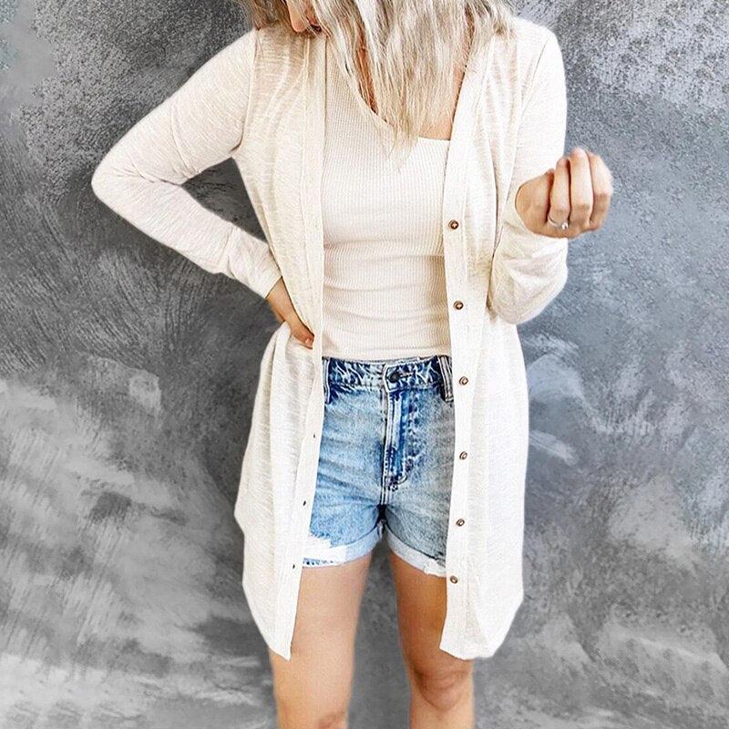 Street-wave Airy Cardigan For Women With Button Closure Lightweight Knit Effortless Chic