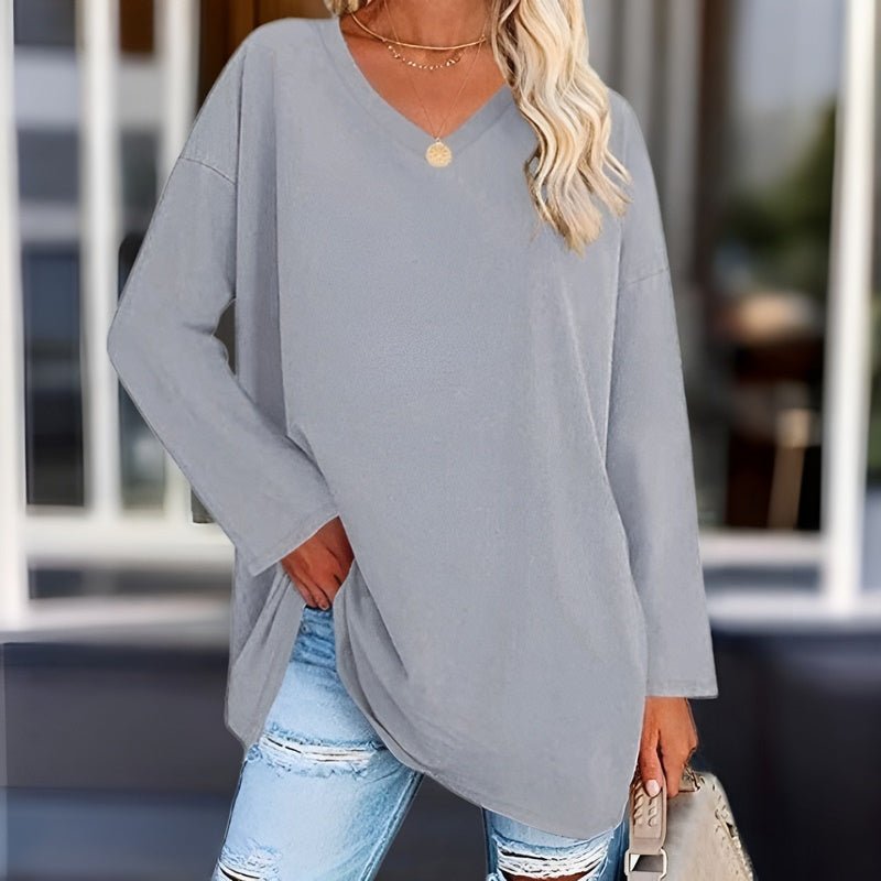 Street-Wave Jacqueline V-Neck Tunic Top for Women Soft Fit