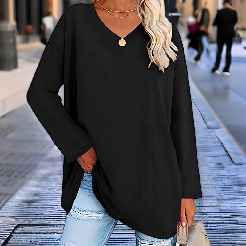 Street-Wave Jacqueline V-Neck Tunic Top for Women Soft Fit