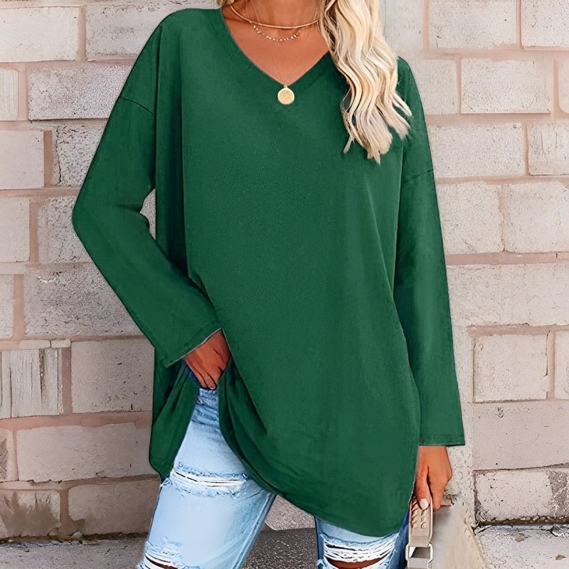 Street-Wave Jacqueline V-Neck Tunic Top for Women Soft Fit