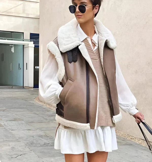 Street Wave Teddy Fur Vest For Women Warm Cozy Lined With Premium Inner Fleece Amara