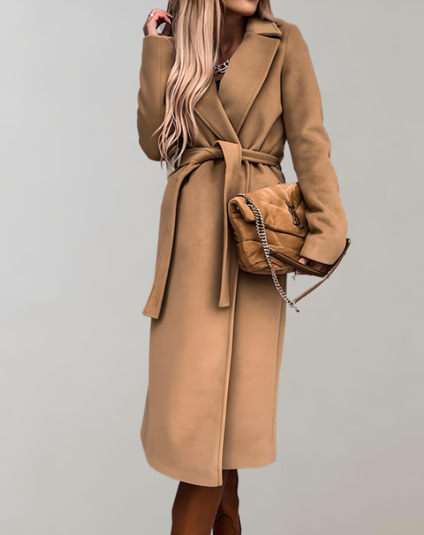 Street-Wave Belted Long Coat Breathable Lightweight Outerwear For Women Day To Night