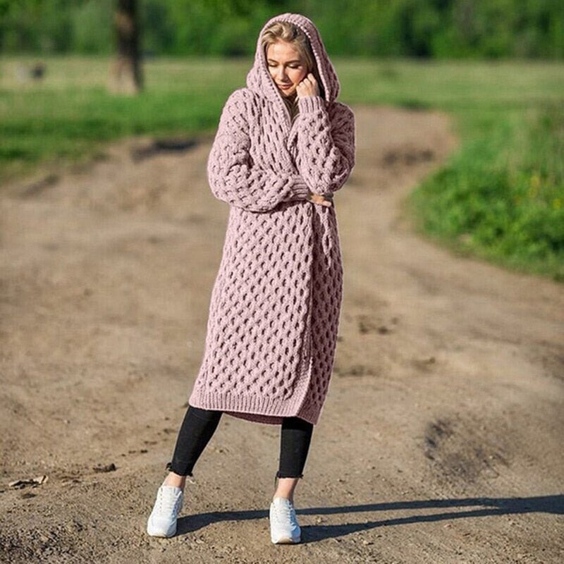 Street-Wave Cozy Hooded Cable Knit Cardigan For Women Trendy Warmth And Everyday Comfort