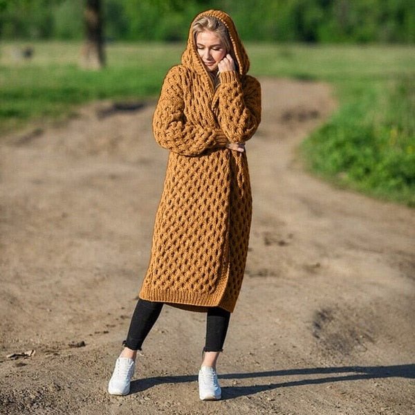 Street-Wave Cozy Hooded Cable Knit Cardigan For Women Trendy Warmth And Everyday Comfort
