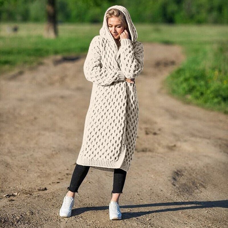 Street-Wave Cozy Hooded Cable Knit Cardigan For Women Trendy Warmth And Everyday Comfort