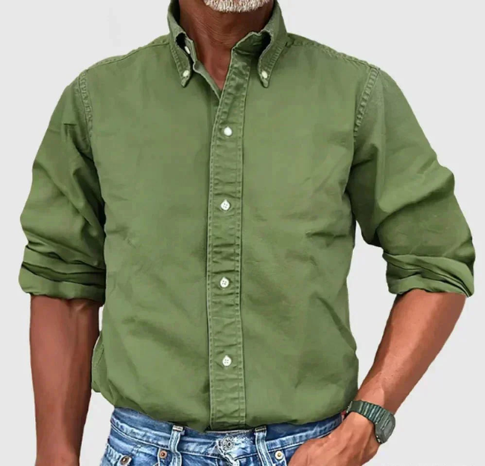 Street-Wave Men's Khaki Casual Button-Up Shirt For Everyday Comfort