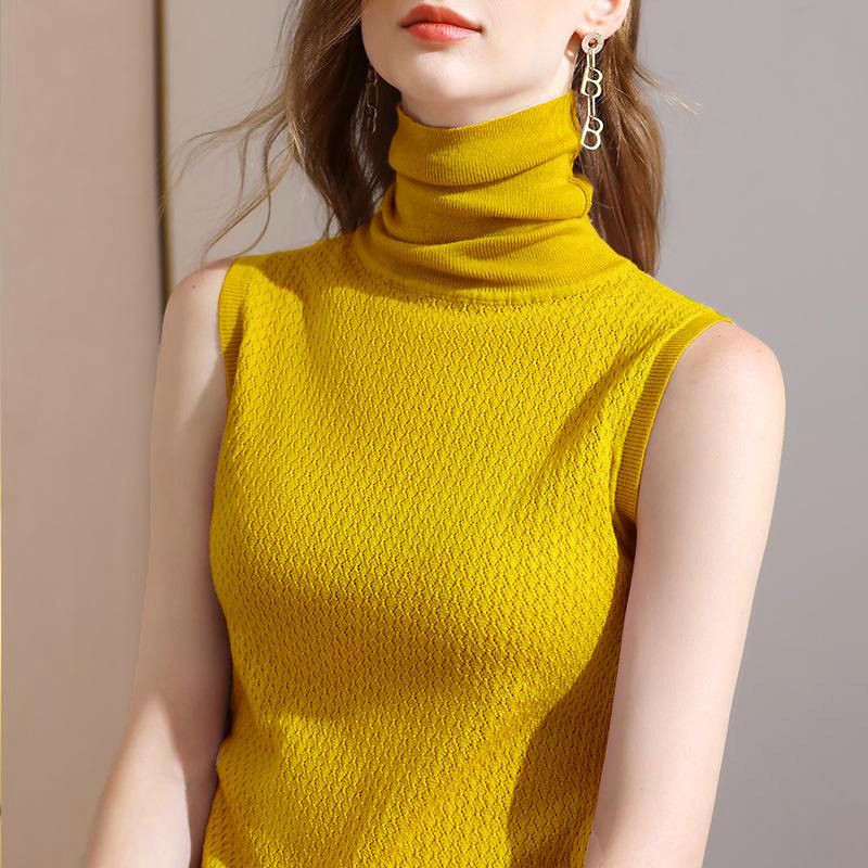 Street Wave Sleeveless High Neck Knit Pullover For Women Soft Cozy Layerable Warmth
