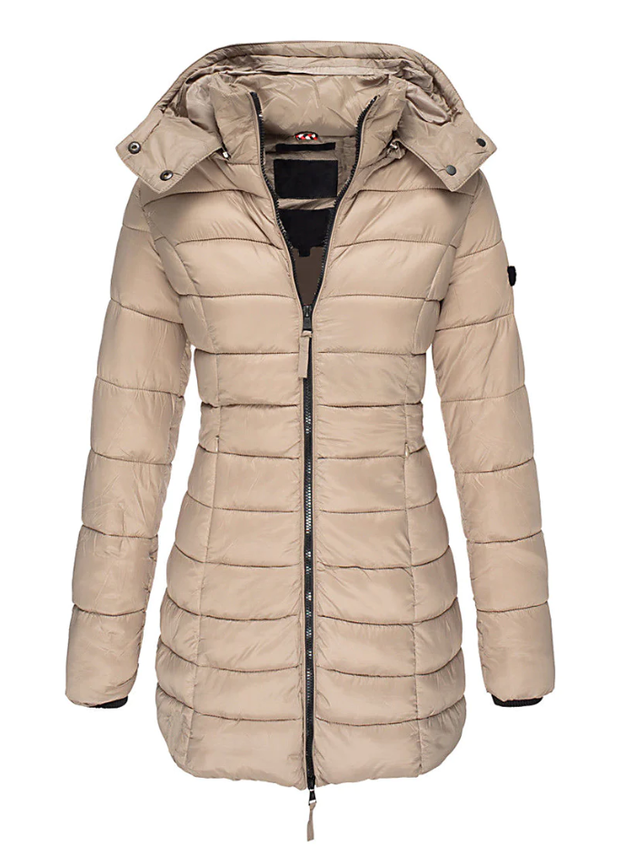 Street Wave Womens Puffer Coat With Insulation Mid Length Tailored Fit Cozy Winter Warmth