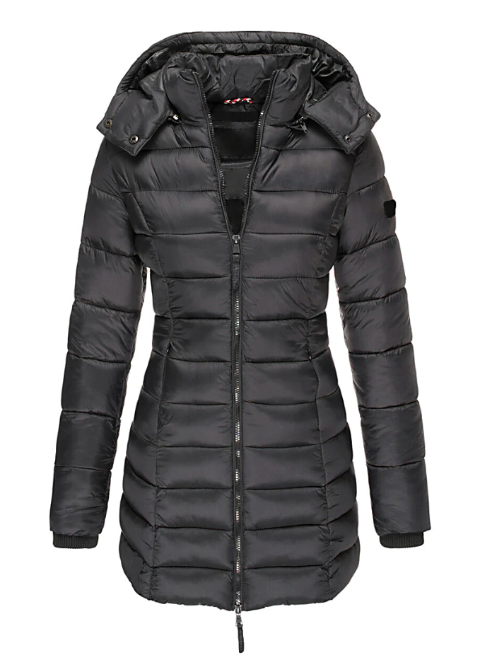 Street Wave Womens Puffer Coat With Insulation Mid Length Tailored Fit Cozy Winter Warmth