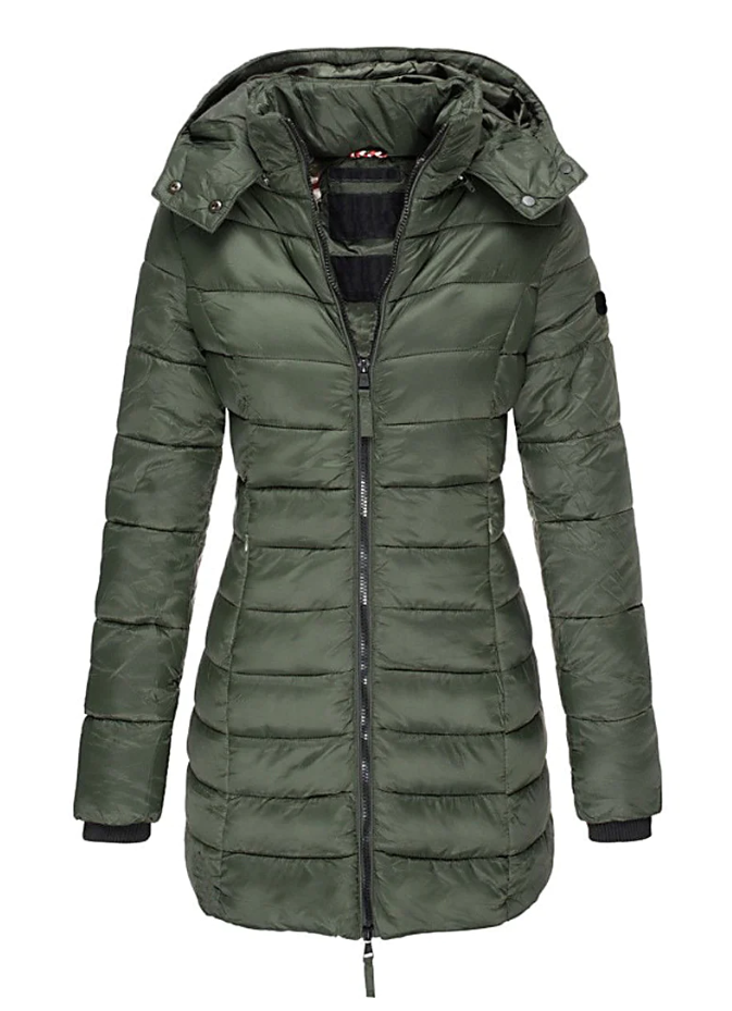 Street Wave Womens Puffer Coat With Insulation Mid Length Tailored Fit Cozy Winter Warmth
