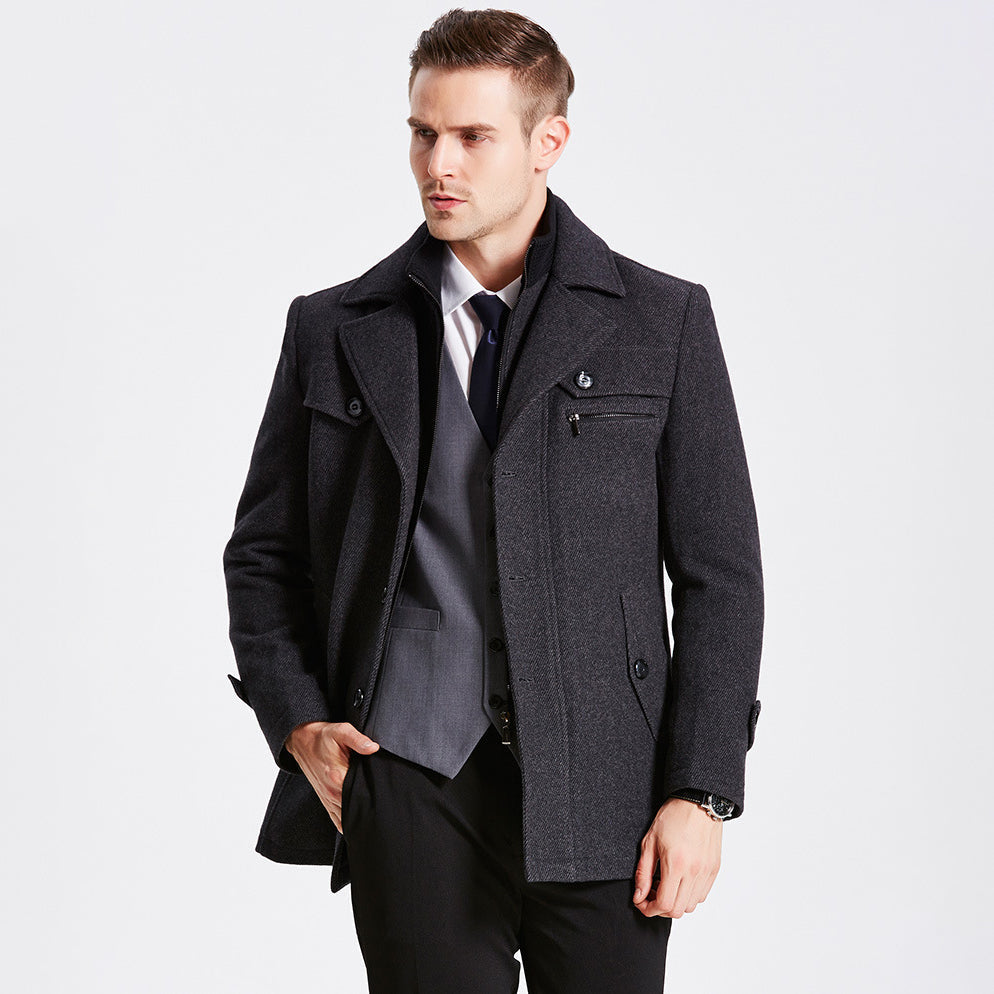 Wool Overcoat Darius Street Wave Timeless Warm Wool Coat With Quilted Lining For Men