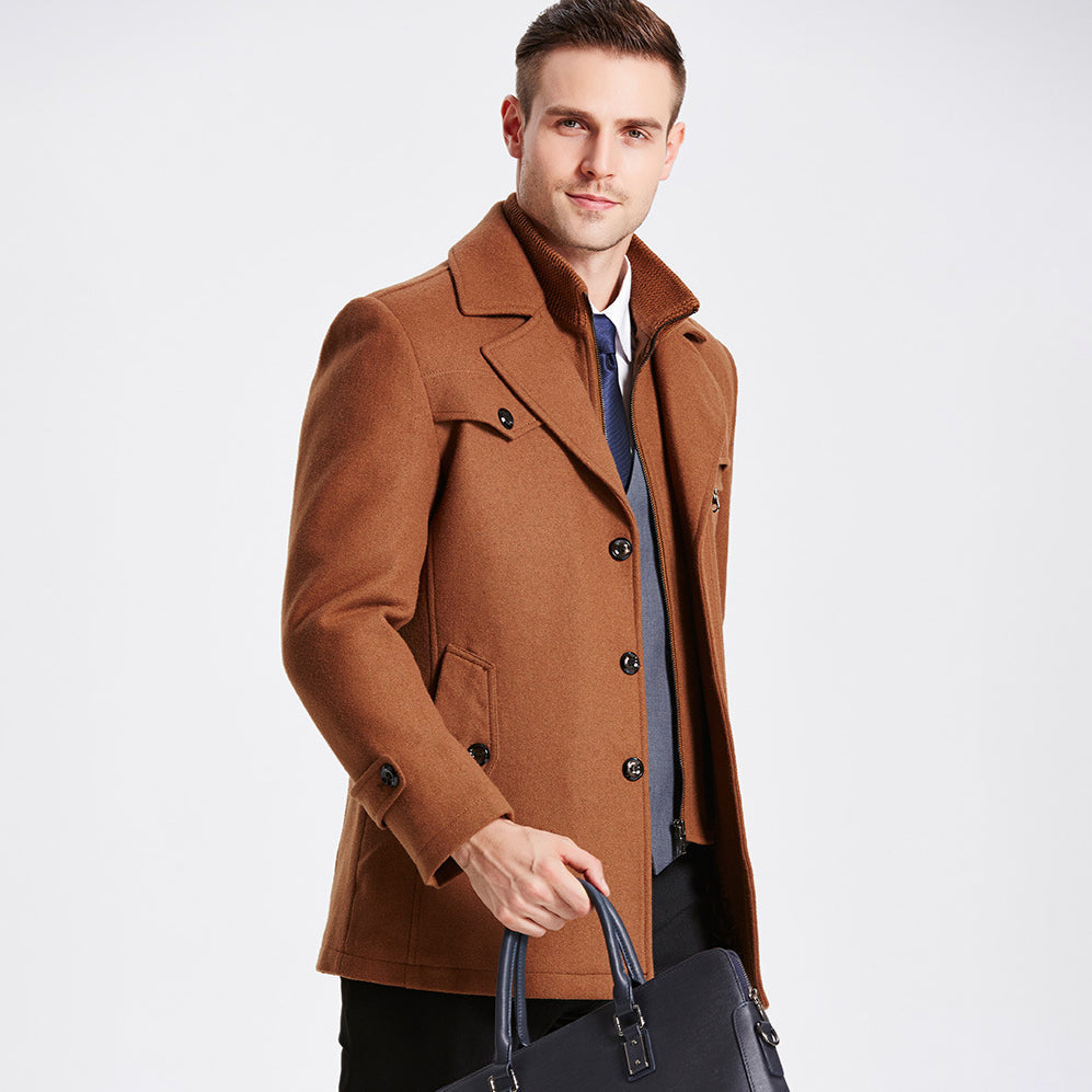 Wool Overcoat Darius Street Wave Timeless Warm Wool Coat With Quilted Lining For Men