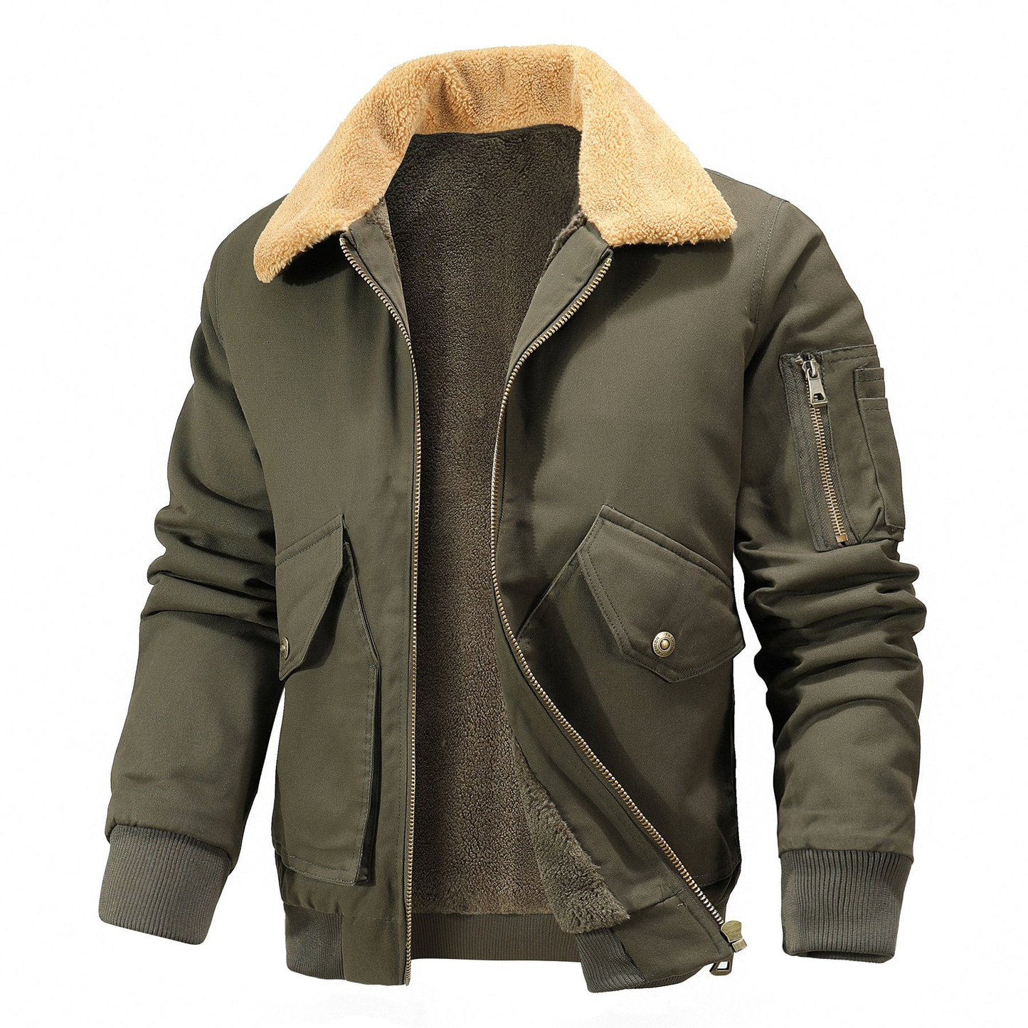 Street-Wave Vesper Modern Sherpa Jacket For Men Water-Repellent Ultra Cozy Fleece-Lined Bomber