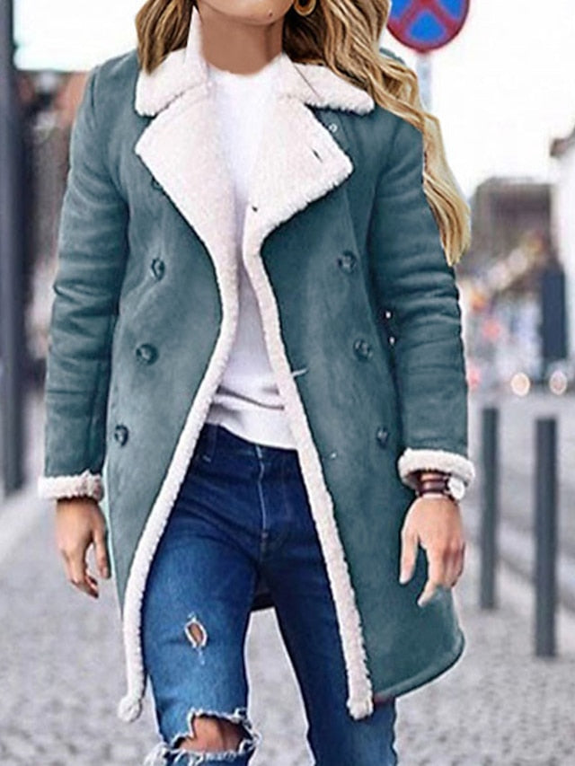 Streetwave Women's Winter Coat With Shearling Trim For Effortless Chic Warmth And Comfort