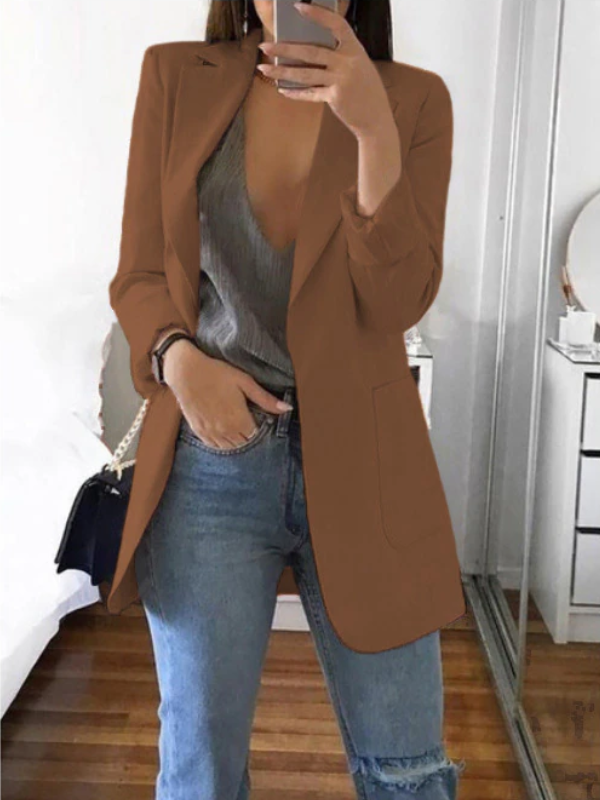 Street-wave Slim-Fit Pink Blazer For Women, Modern Chic Officewear, Tailored Comfort