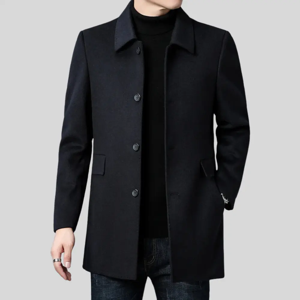 Waylynn Augustus Unisex Single Breasted Coat Polished Tailored Fit Mid Thigh