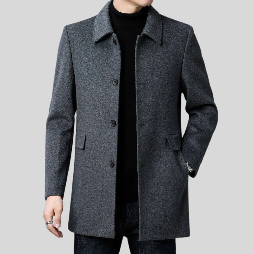 Waylynn Augustus Unisex Single Breasted Coat Polished Tailored Fit Mid Thigh
