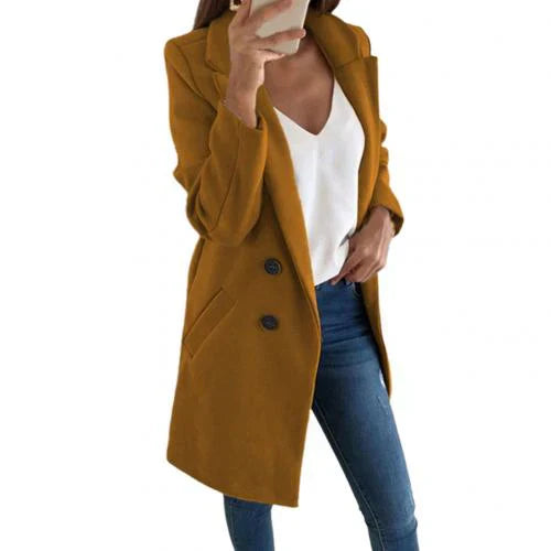 Street Wave Elegant Long Blazer Coat With Flowing Silhouette For Style Conscious Women