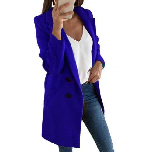 Street Wave Elegant Long Blazer Coat With Flowing Silhouette For Style Conscious Women