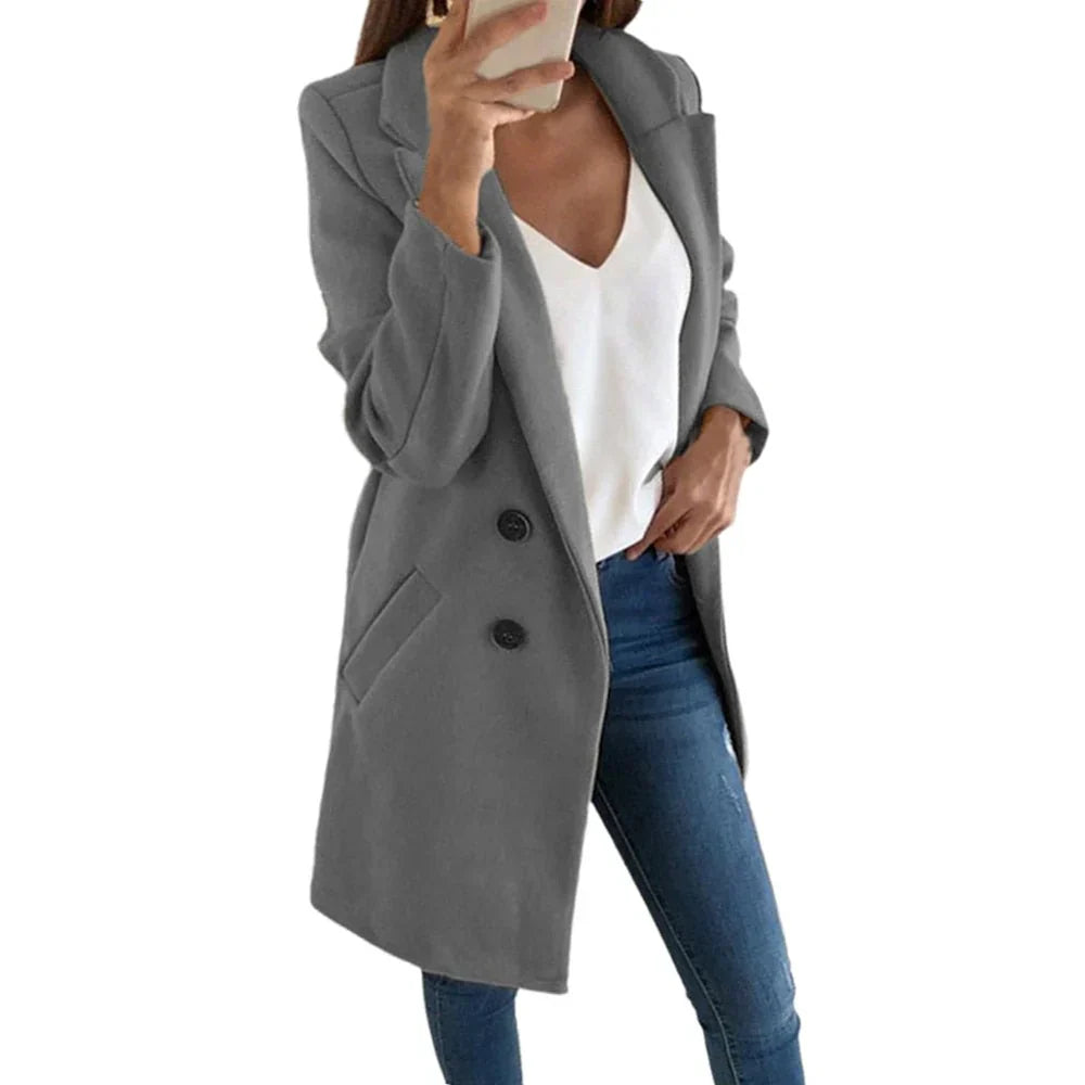 Street Wave Elegant Long Blazer Coat With Flowing Silhouette For Style Conscious Women