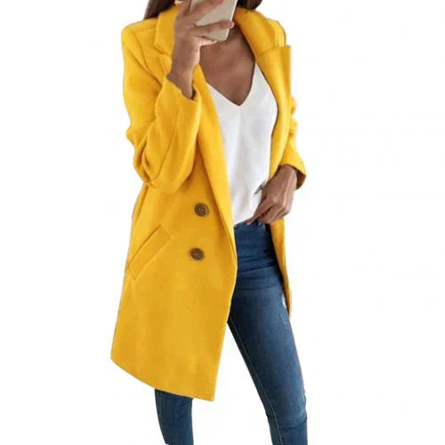 Street Wave Elegant Long Blazer Coat With Flowing Silhouette For Style Conscious Women