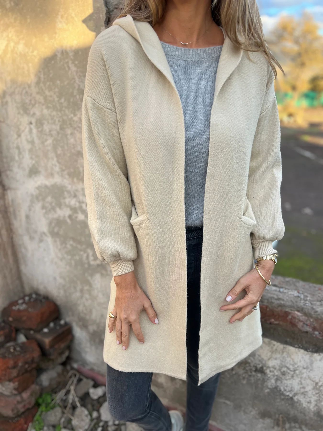 Street-Wave Hooded Casual Jacket With Pockets For Women Soft Breathable Knit Everyday Wear