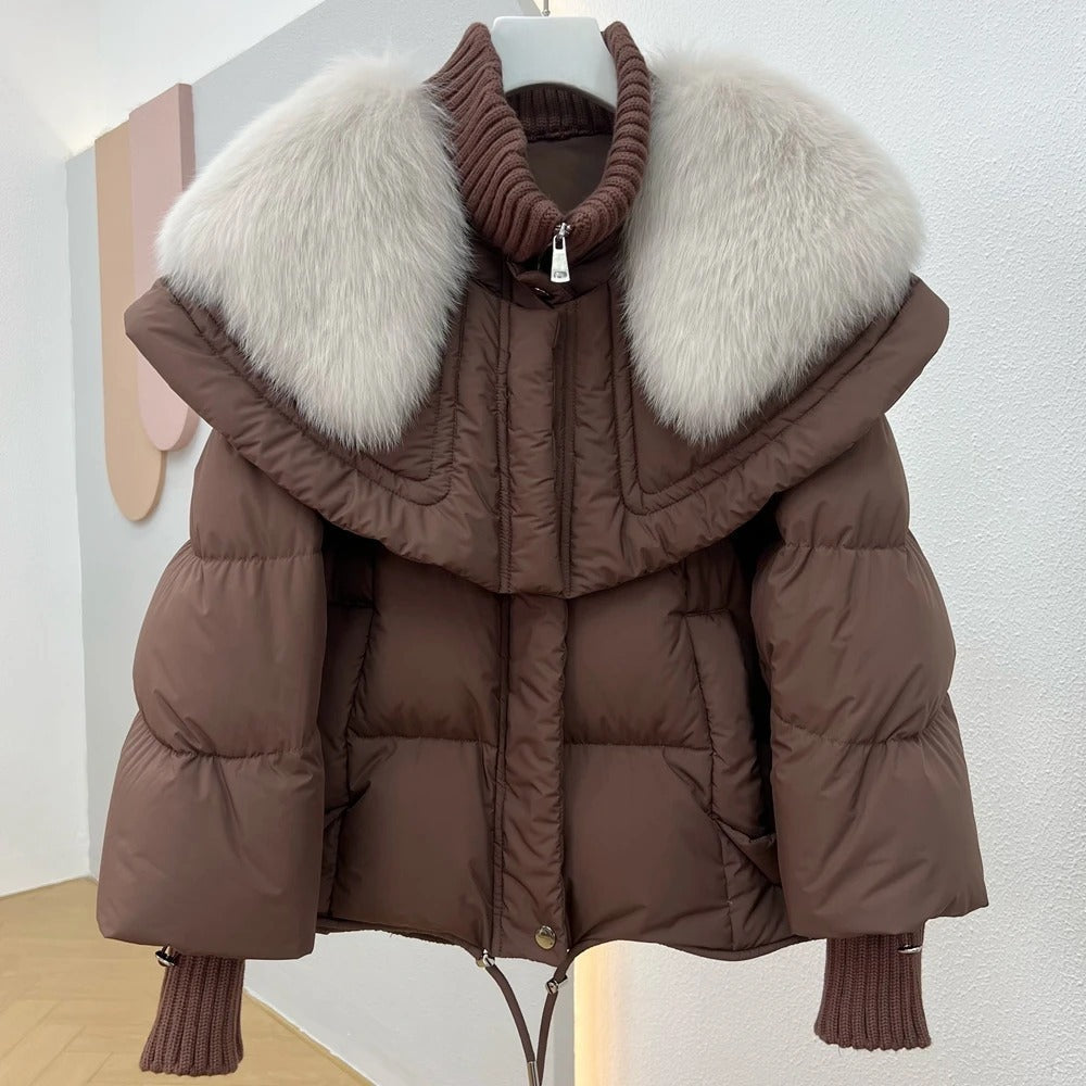 Street Wave Women's Puffer Jacket With Luxurious Fur Collar For Cozy Chic Warmth