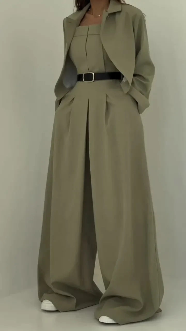 Street-Wave Celeste Lightweight Women's Blazer Set - Versatile Two-Piece For Work To Weekend