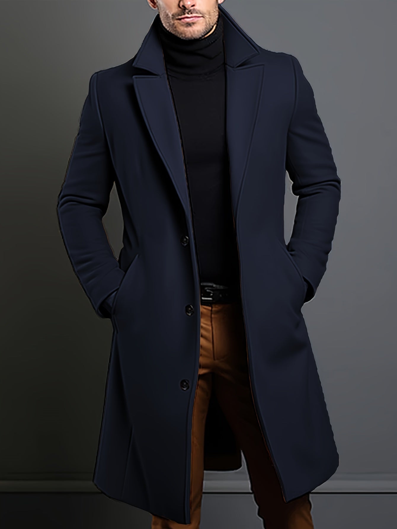 Streetwave Long Wool Blend Coat For Men Elegant Warmth Classic Style Outerwear For Everyday