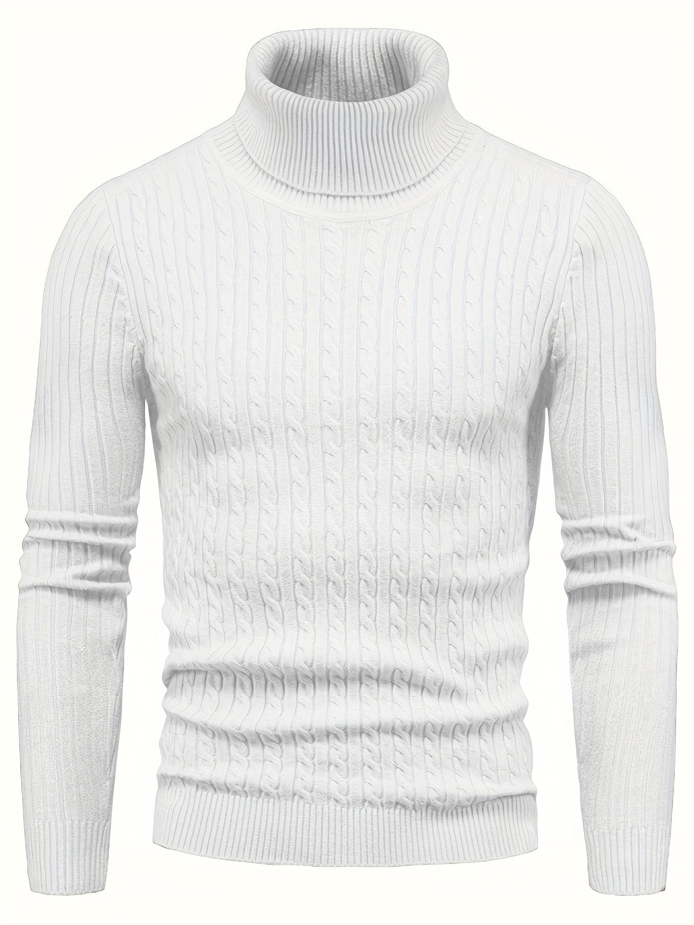 Street-Wave Cable Knit Rollneck Sweater For Men Soft Warm Winter Essential Cozy Everyday