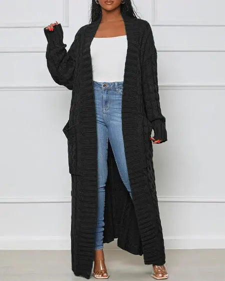 Street-Wave Long Knit Cardigan Coat For Women Cozy Elegant Everyday Luxury Versatile Warmth