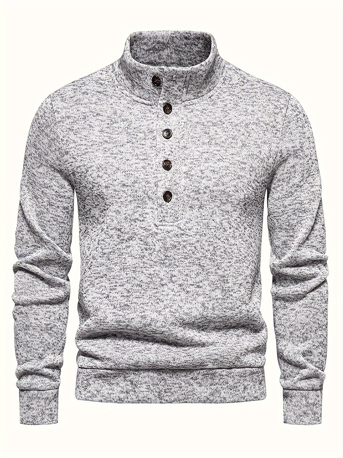 Street-wave Buttoned Henley Knit Sweater Soft Cotton For Men Timeless Cozy Comfort