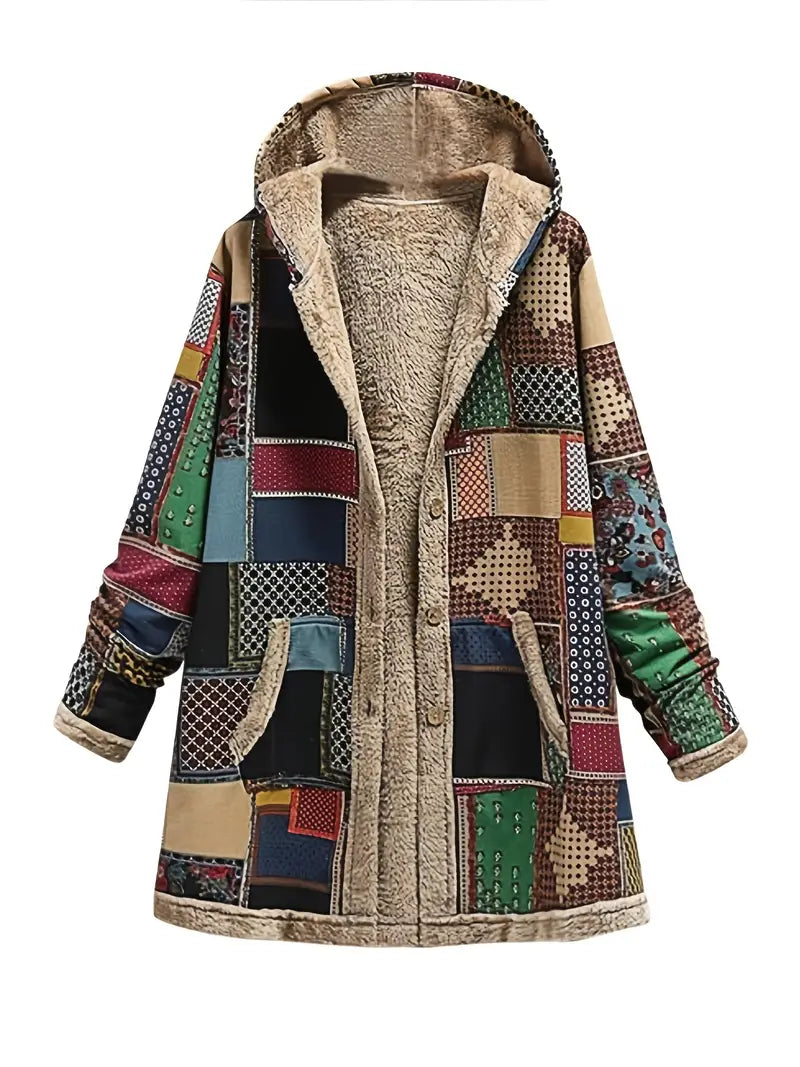 Street Wave Retro Patchwork Winter Jacket For Women Warm Faux Fur Lined Cozy Vintage Style