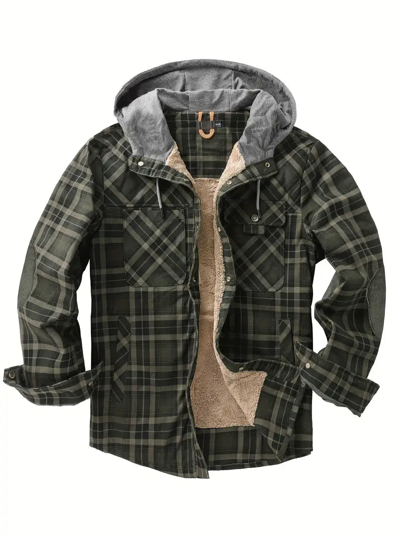 Wyatt Hooded Plaid Jacket Street Wave Cozy Fleece Lining Unisex Outdoor