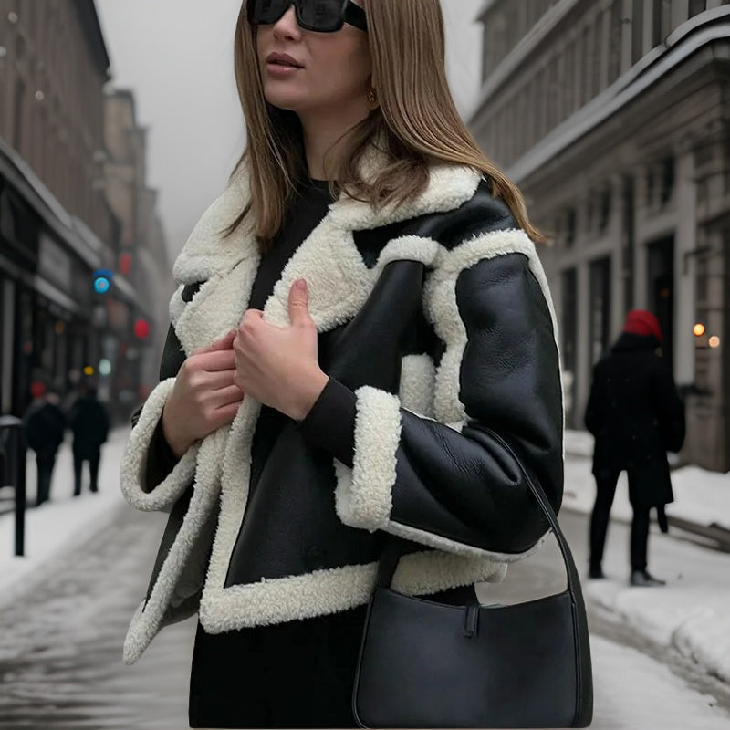 Street-Wave Versatile Womens Coat With Shearling Trim For City Women Elegant Modern Design