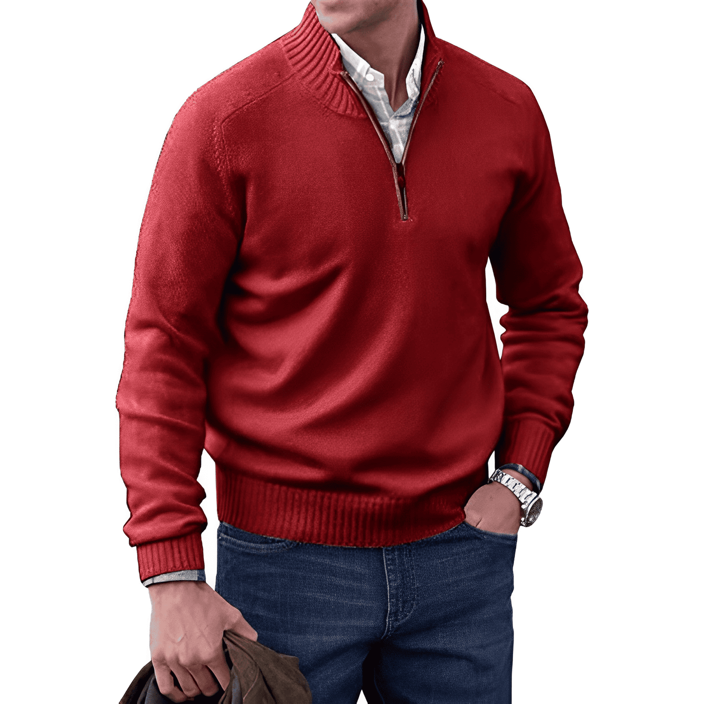 Street Wave Classic Men's Half Zip Cotton Pullover For Warm Comfort Everyday Wear